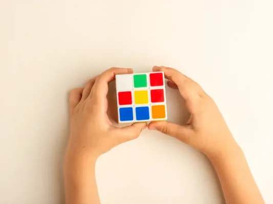 top-view-little-kid-playing-with-rubics-cube-white-desk